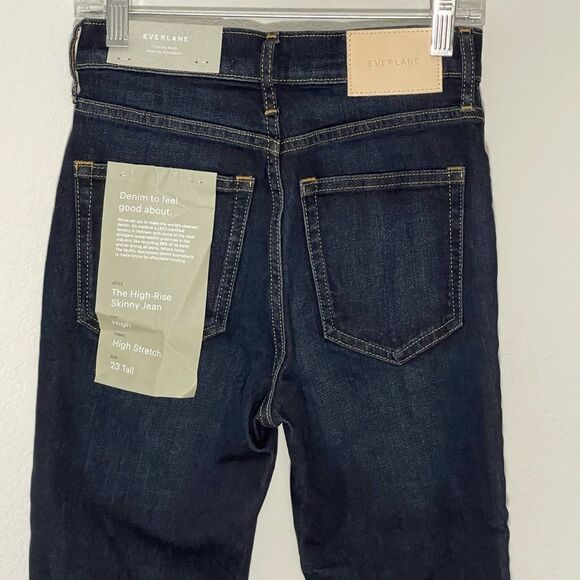 Everlane NWT Skinny Jean in Dark Indigo Size 23 Tall Authentic Stretch - Picture 3 of 10